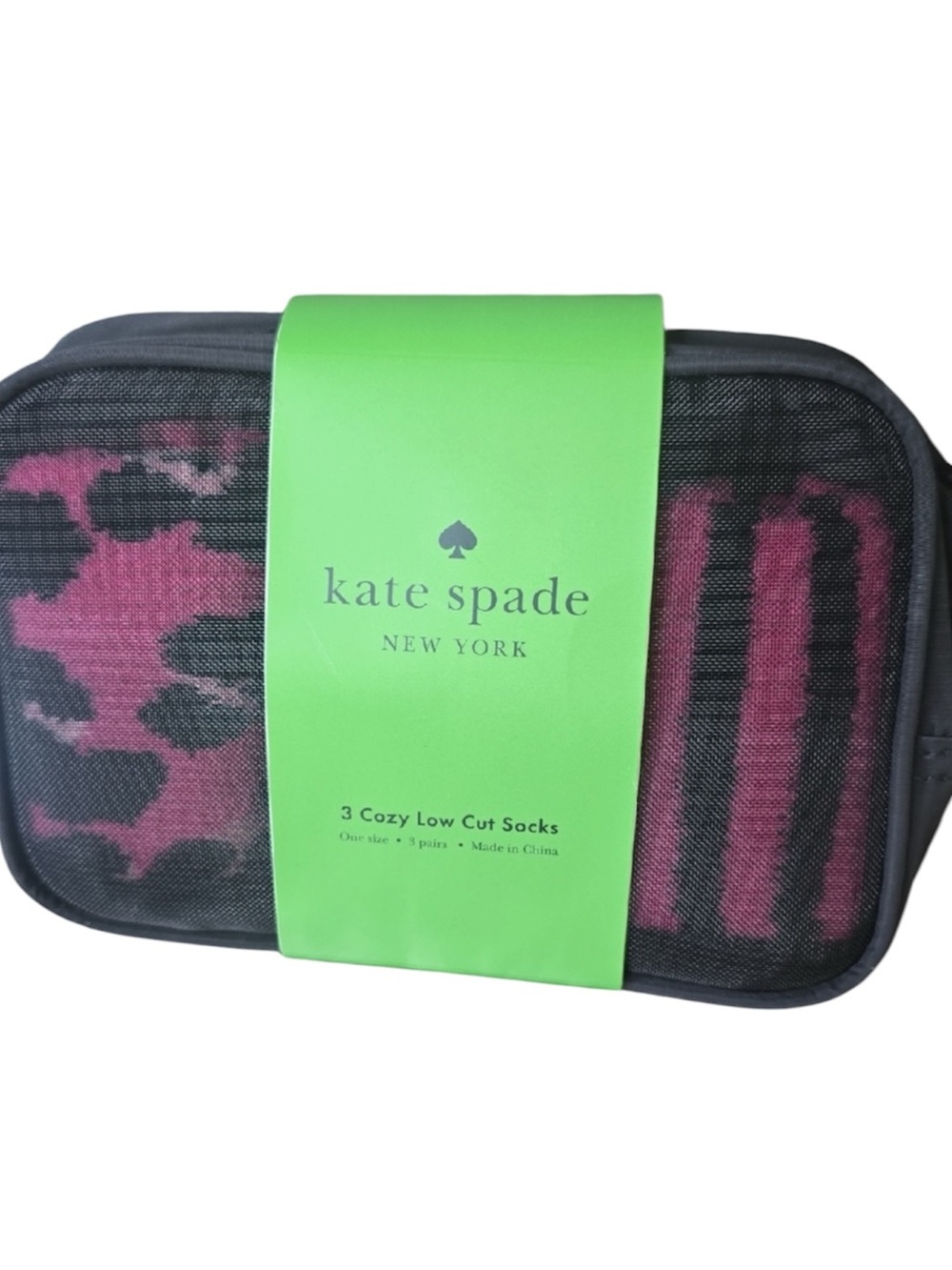 Kate Spade Pink Black Cozy Low Cut Socks - 3 Pack